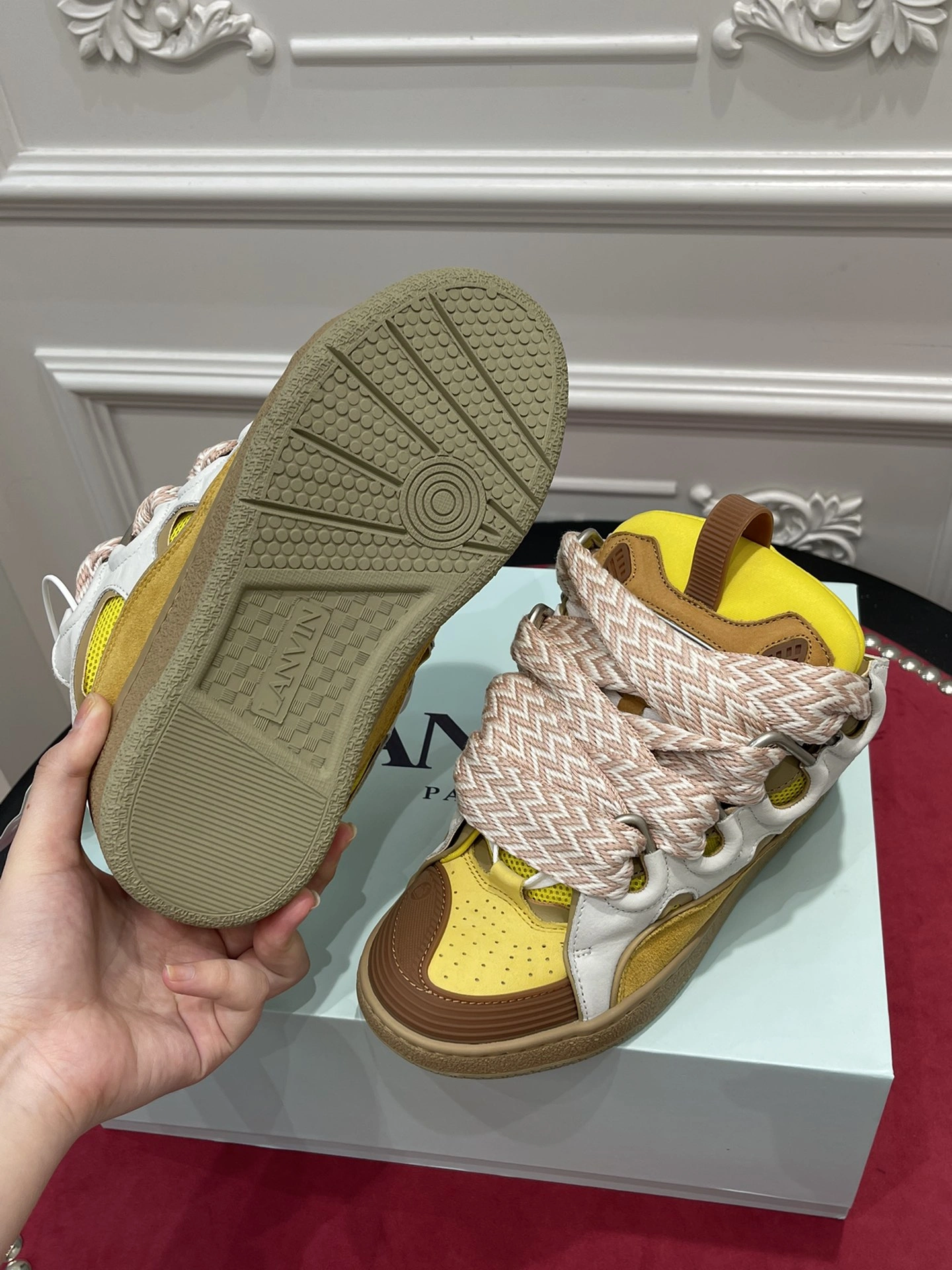 Breathable Lanvon Leather Curb Beige Yellow FM-SKRK11-DRAG-H 848