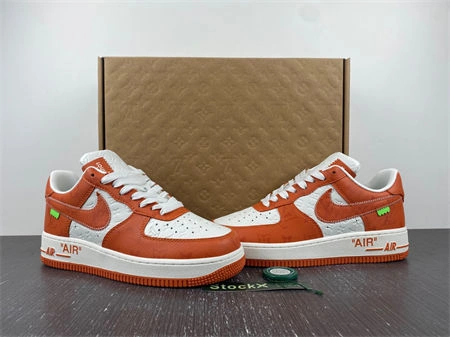 ZipUp Luis Vitton Nike Air Force 1 Low By Virgil Abloh White Orange 5140